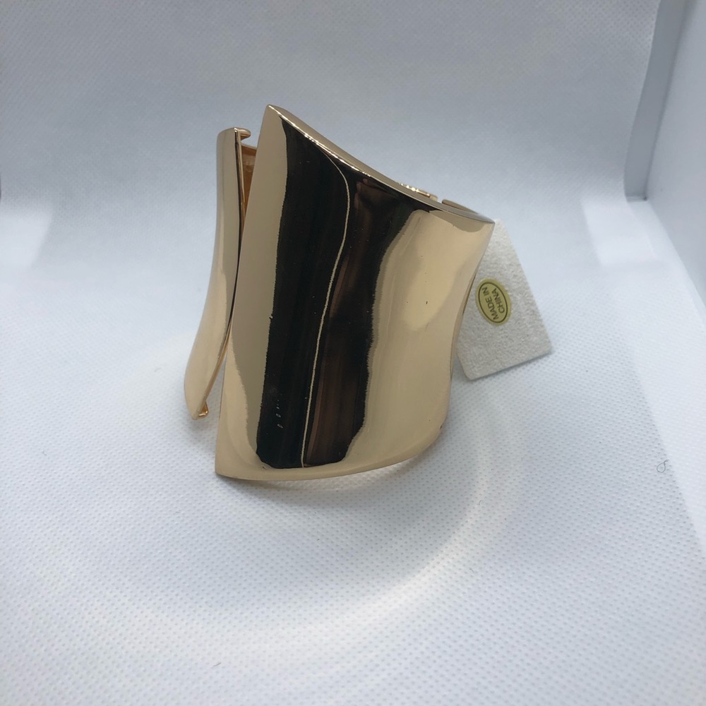 Oversized gold plated geometric arm wrist cuff bracelet bangle new - Picture 3 of 12